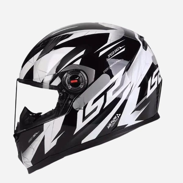 CLUB MOTO FF358 Full Face Motorcycle Helmet Black/White