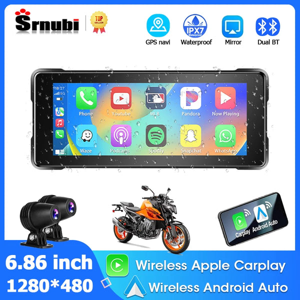 CLUB MOTO 6.86 inch Waterproof Motorcycle DVR Monitor with CarPlay